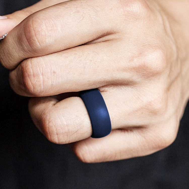 SiR013 8.7mm Curved Outdoor Sports Silicone Ring, Size: No.11(Dark Blue)