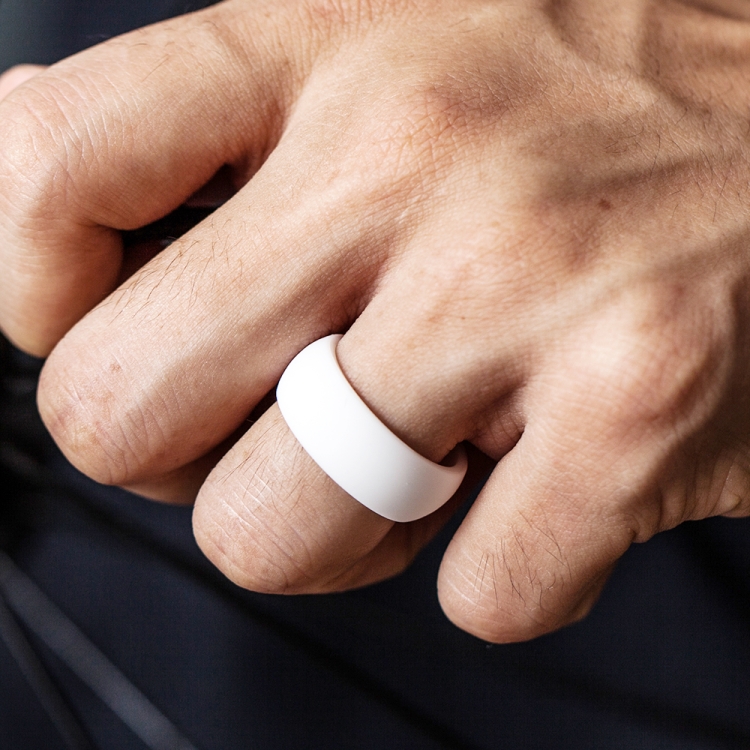 SiR013 8.7mm Curved Outdoor Sports Silicone Ring, Size: No.7(White)