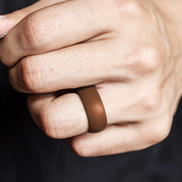 SiR013 8.7mm Curved Outdoor Sports Silicone Ring, Size: No.9(Bronze)