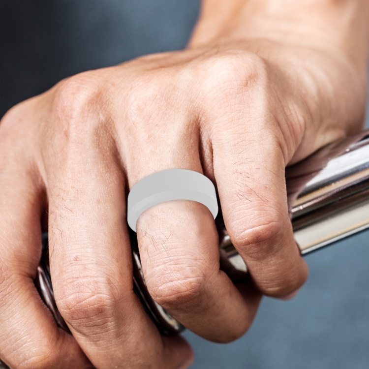 SIR062 8MM Wide Bevel Silicone Ring Sports Ring No.12(Silver)