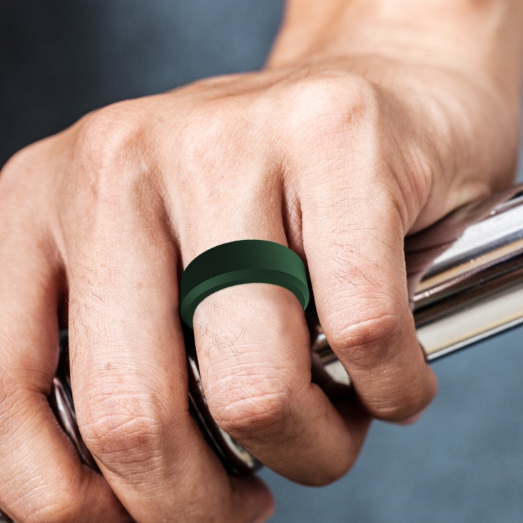 SIR062 8MM Wide Bevel Silicone Ring Sports Ring No.13(Forest Green)