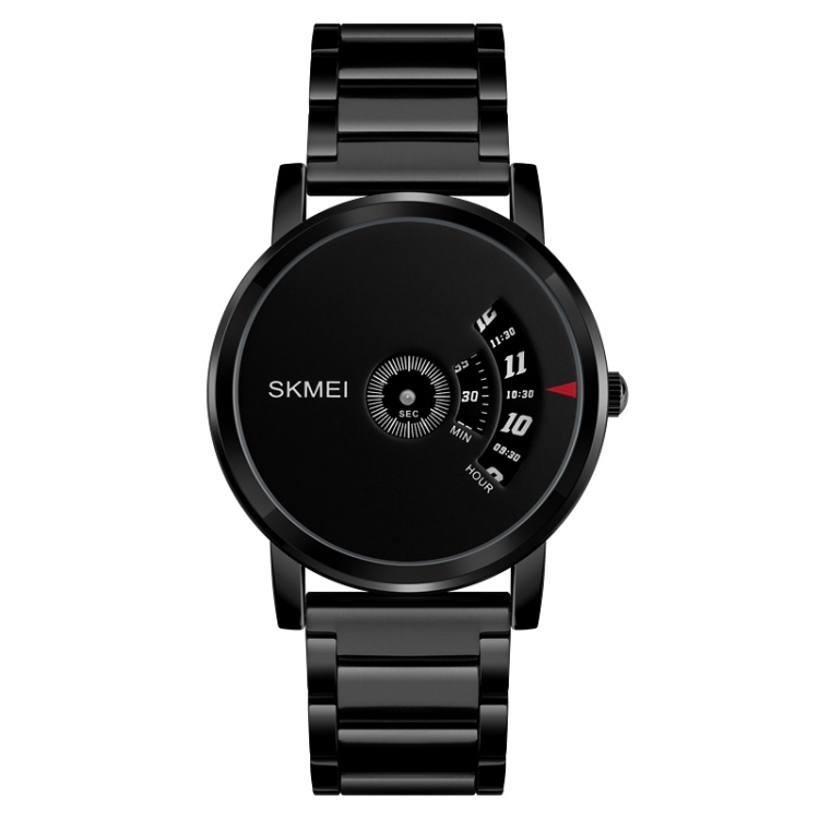 SKMEI 1260 Fashion Creative Pointer 30m Waterproof Quartz Wrist Watch with Stainless Steel Watchband(Black)