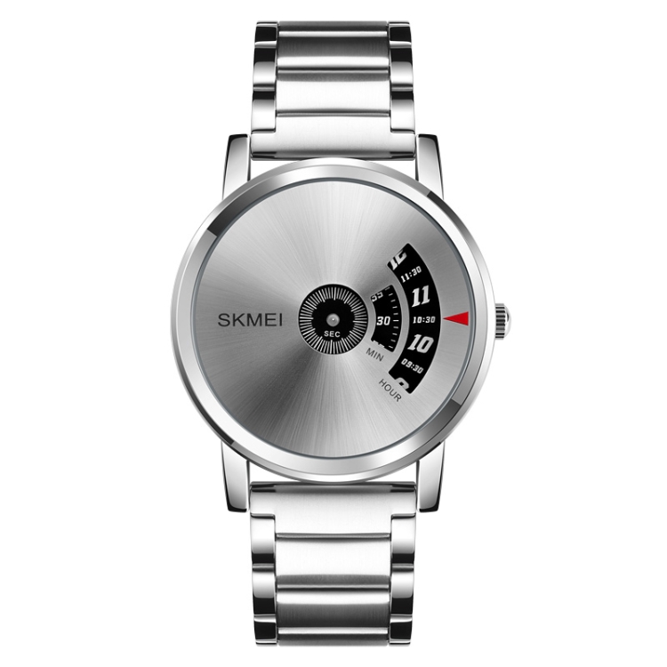 SKMEI 1260 Fashion Creative Pointer 30m Waterproof Quartz Wrist Watch with Stainless Steel Watchband(Silver)