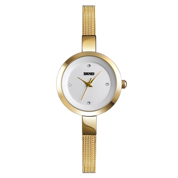 SKMEI 1390 Ladies Business Casual Watch Steel Band Lightweight Quartz Watch(Golden)