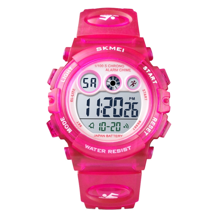 SKMEI 1451 LED Digital Stopwatch Chronograph Luminous Children Sports Electronic Watch(Transparent Rose Red)