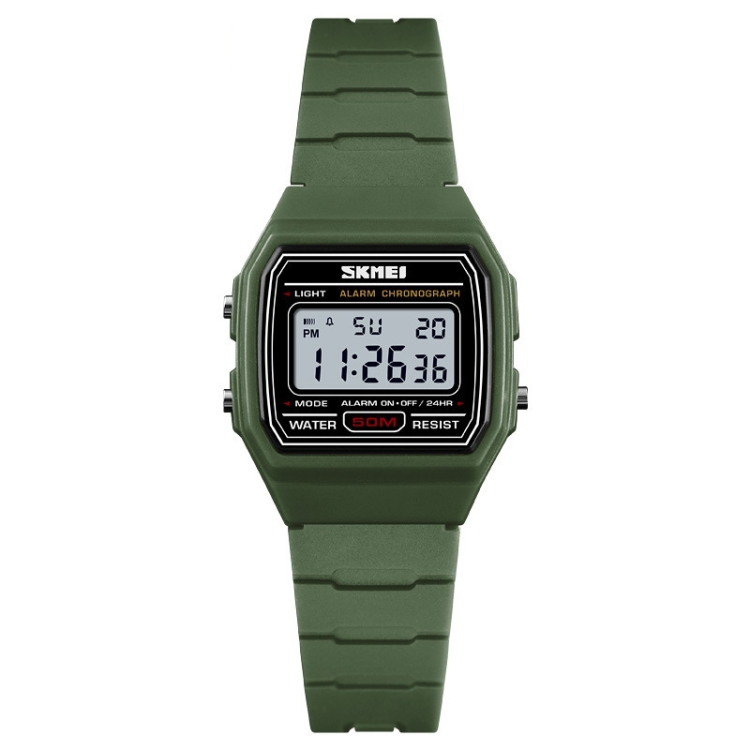 SKMEI 1460 Children Luminous Multifunctional Waterproof Thin Sports Watch(Army Green)
