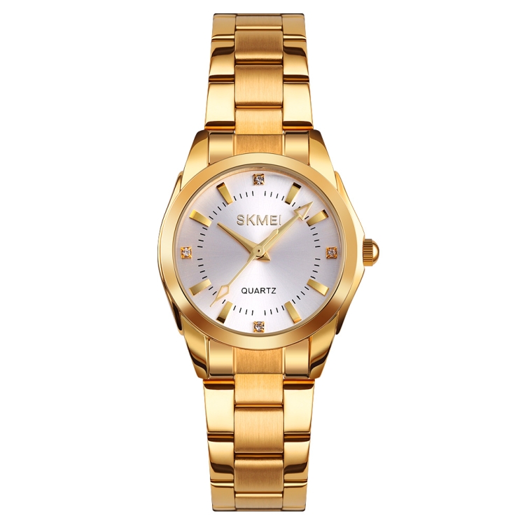 SKmei 1620 Delicate Rhinestone Creative Casual Waterproof Quartz Women Watch Steel Strap Watch(Gold)