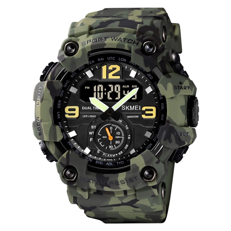 SKMEI 1637 Sports Digital Display Outdoor Shockproof Plastic Large Dial Men Watch, Color: Army Green Camouflage