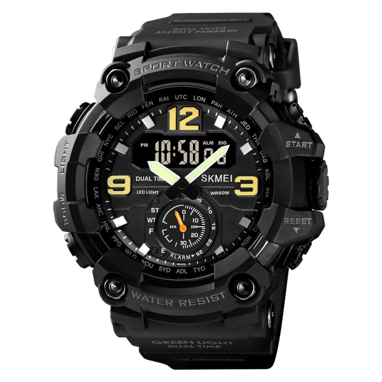 SKMEI 1637 Sports Digital Display Outdoor Shockproof Plastic Large Dial Men Watch, Color: Black