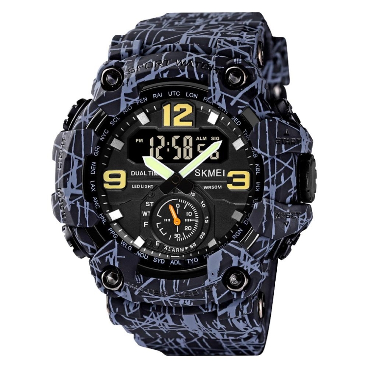 SKMEI 1637 Sports Digital Display Outdoor Shockproof Plastic Large Dial Men Watch, Color: Gray Black