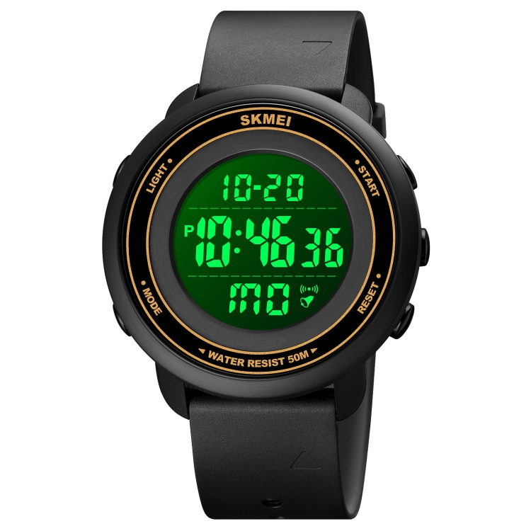 SKMEI 1736 Triplicate Round Dial Timing LED Digital Display Luminous Electronic Watch(Gold and Black)