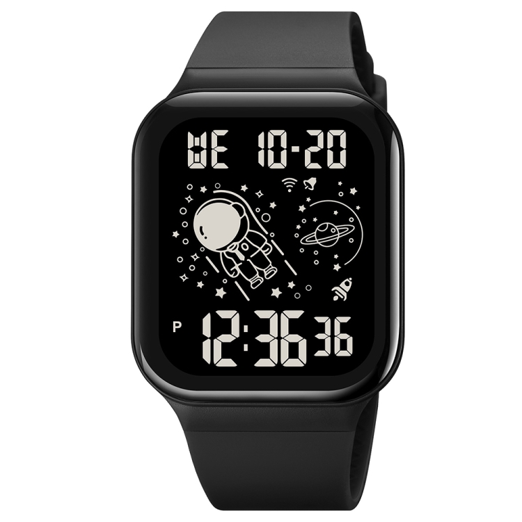 SKMEI 1863 Multifunctional Astronaut Student Digital Sports Square Watch(Black Black Machine)