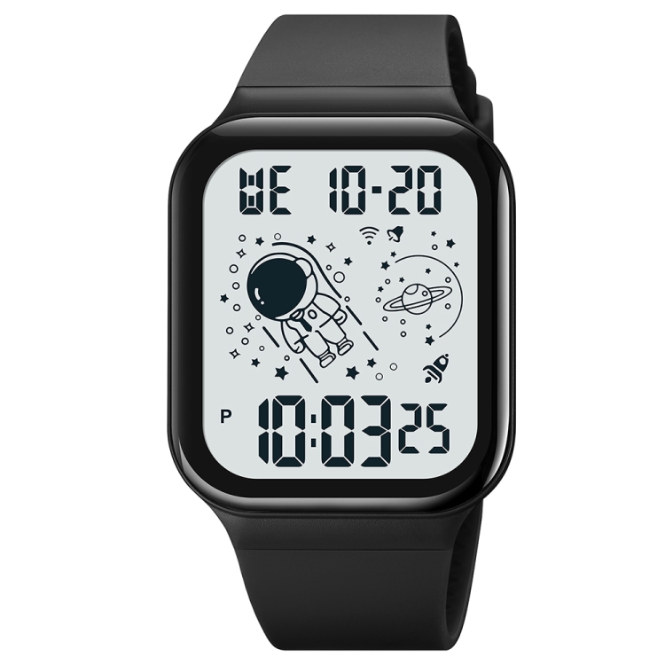 SKMEI 1863 Multifunctional Astronaut Student Digital Sports Square Watch(Black White Machine)
