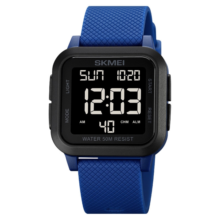 SKMEI 1894 Square Sports Waterproof Student Simple Multifunctional Luminous Watch(Blue Black Machine)