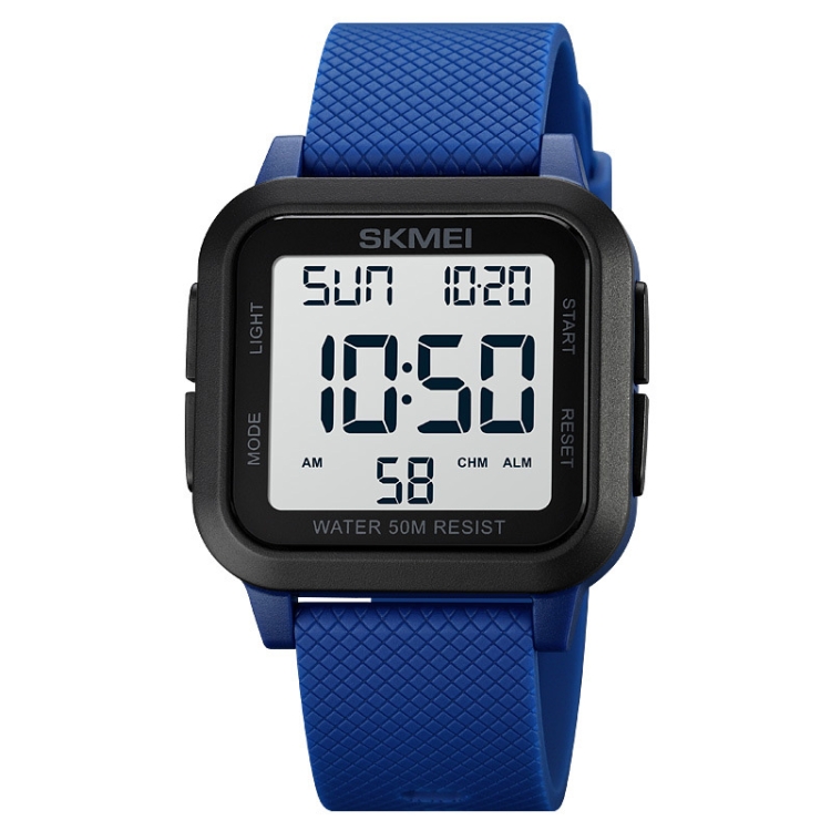 SKMEI 1894 Square Sports Waterproof Student Simple Multifunctional Luminous Watch(Blue White Machine)