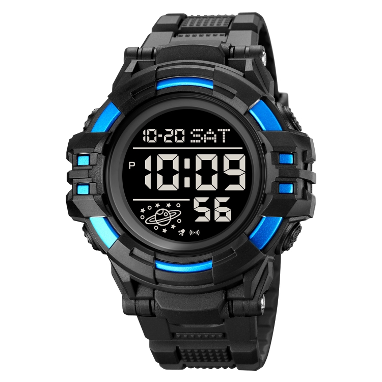 SKMEI 2003 Multifunctional Back Light Sports Watch Mens Countdown Date Alarm Clock Watch(Blue Black Machine)