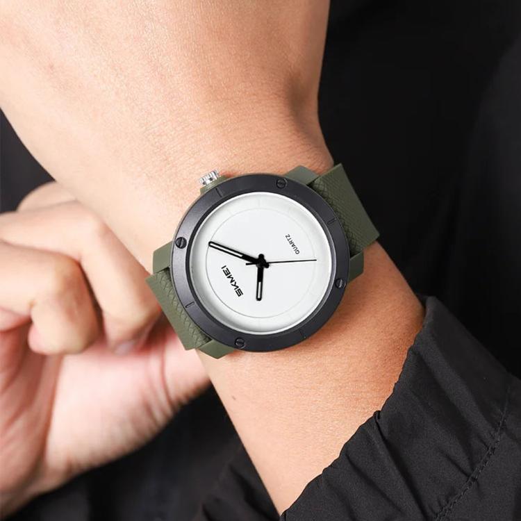 SKMEI 2557 Simple Unisex Couple Watch 50m Life Waterproof Quartz Watch(Army Green)