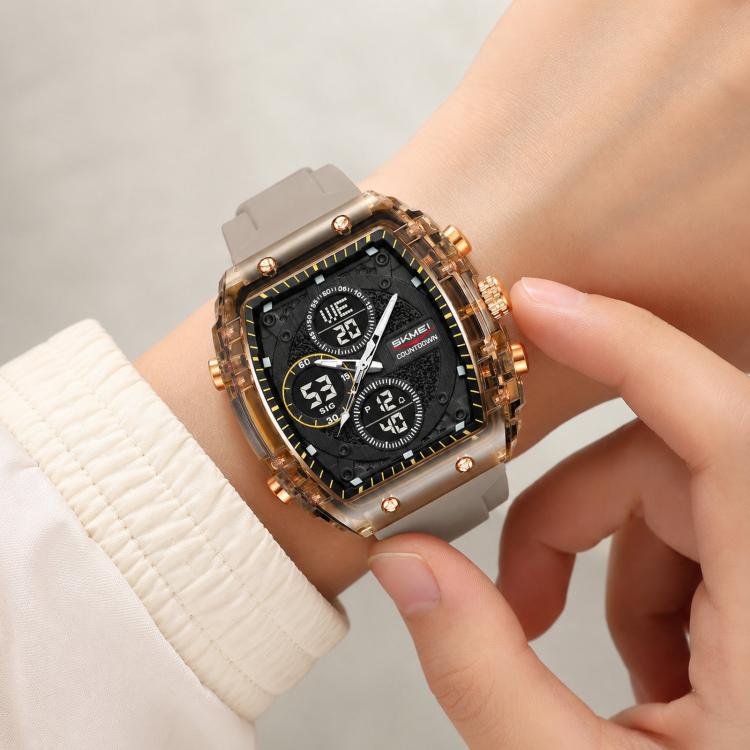 SKMEI 2602 Multifunctional Dual-Display Sports Watch 50m Life Water-Resistant Chronograph Luminous Outdoor Digital Watch(Apricot)