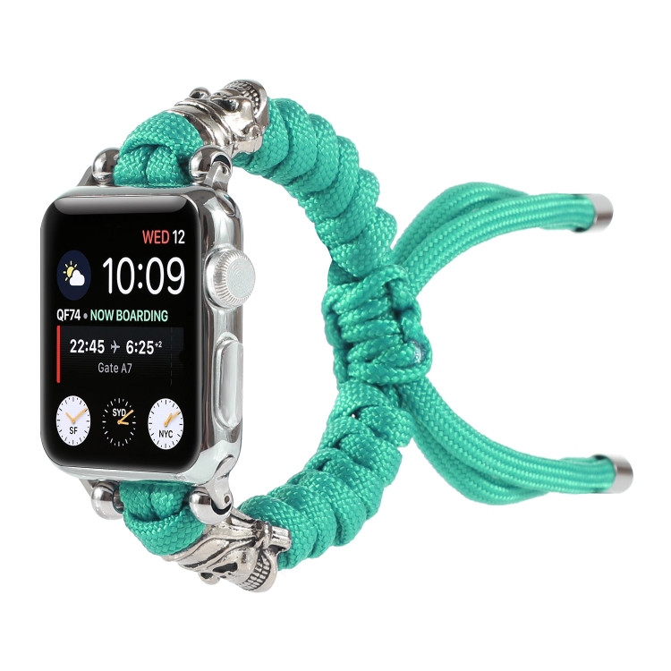 Skull Umbrella Cord Braided Watch Band For Apple Watch Series 9&8&7 41mm / SE 3&SE 2&6&SE&5&4 40mm / 3&2&1 38mm(Mint Green)