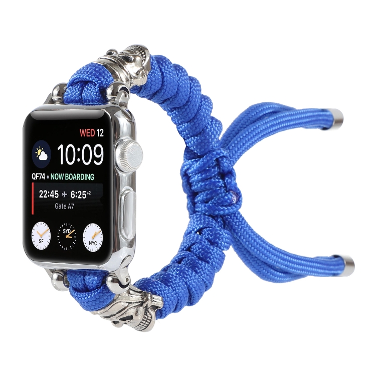 Skull Umbrella Cord Braided Watch Band For Apple Watch Ultra 49mm&Watch Ultra 2 49mm / Series 9&8&7 45mm / SE 3&SE 2&6&SE&5&4 44mm / 3&2&1 42mm(Blue)