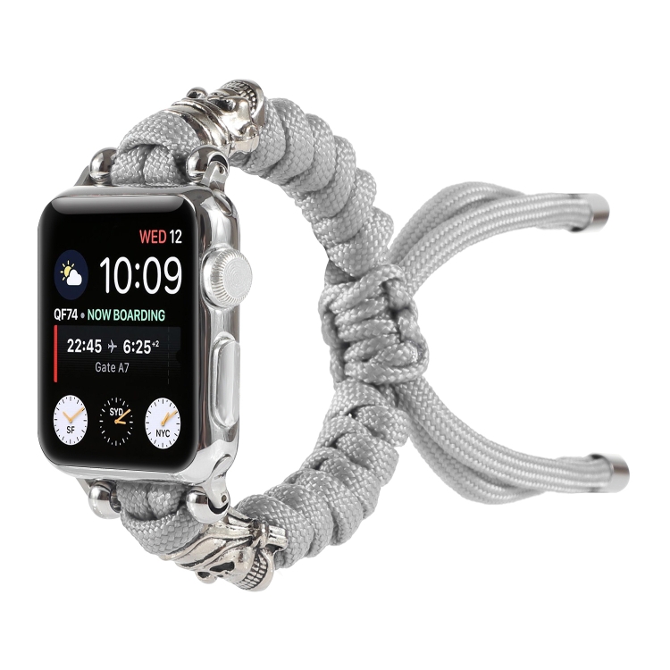 Skull Umbrella Cord Braided Watch Band For Apple Watch Ultra 49mm&Watch Ultra 2 49mm / Series 9&8&7 45mm / SE 3&SE 2&6&SE&5&4 44mm / 3&2&1 42mm(Grey)