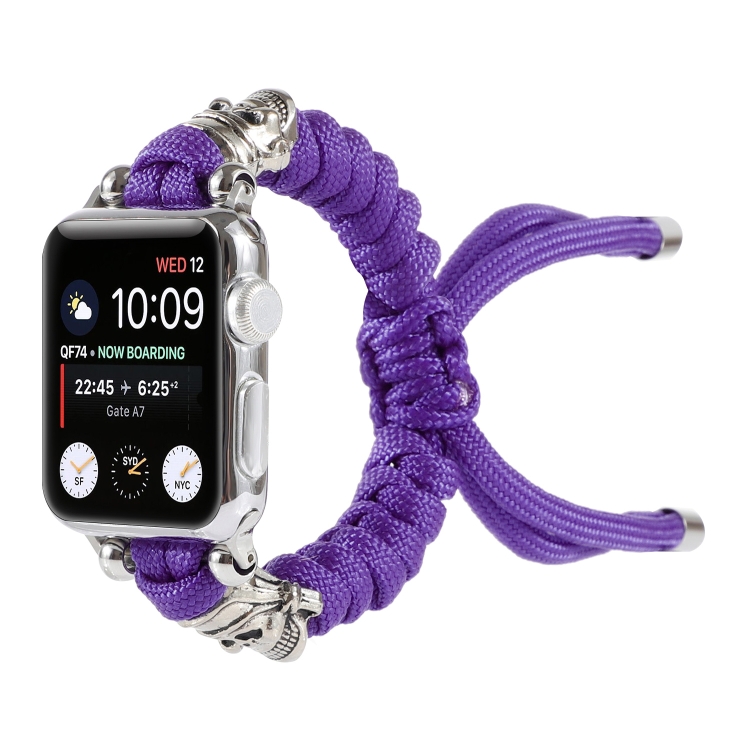 Skull Umbrella Cord Braided Watch Band For Apple Watch Ultra 49mm&Watch Ultra 2 49mm / Series 9&8&7 45mm / SE 3&SE 2&6&SE&5&4 44mm / 3&2&1 42mm(Purple)