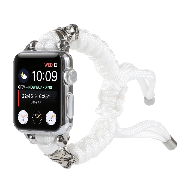 Skull Umbrella Cord Braided Watch Band For Apple Watch Ultra 49mm&Watch Ultra 2 49mm / Series 9&8&7 45mm / SE 3&SE 2&6&SE&5&4 44mm / 3&2&1 42mm(White)
