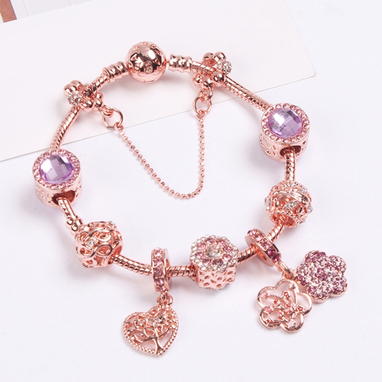 SL125 20cm Women Rose Gold Beaded Bracelet