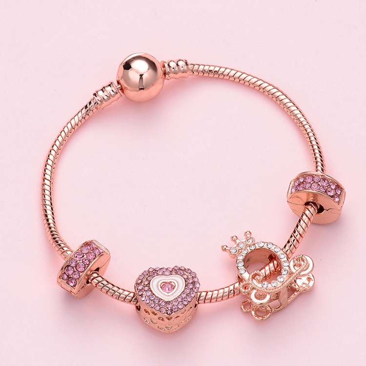 SL126 19cm Women Rose Gold Beaded Bracelet
