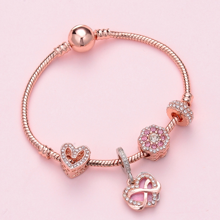 SL129 19cm Women Rose Gold Beaded Bracelet