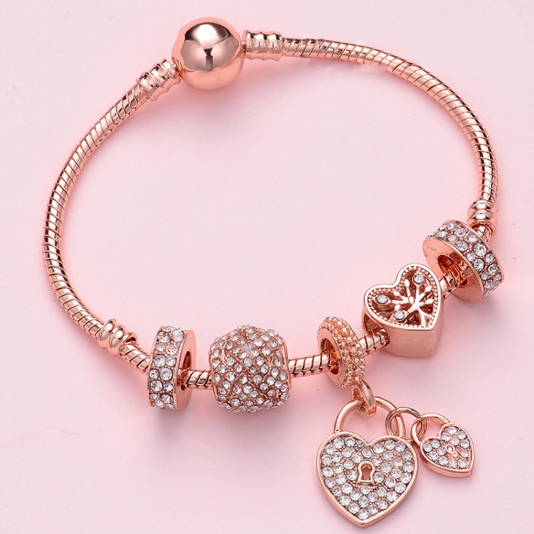 SL131 18cm Women Rose Gold Beaded Bracelet