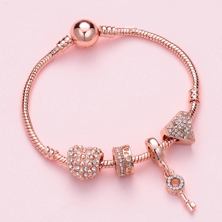 SL133 20cm Women Rose Gold Beaded Bracelet