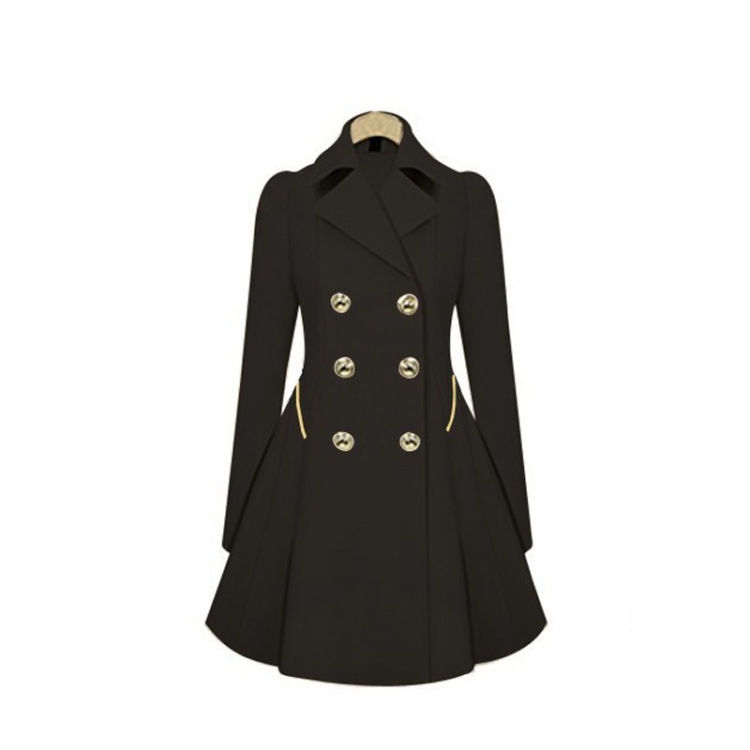 Slim Mid-length Commuter Jacket Trench Coat (Color:Black Size:XXXL)