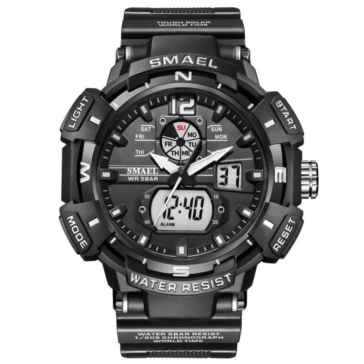SMAEL 8045 Outdoor Waterproof Time Sports Luminous Dual Display Watch(Black)