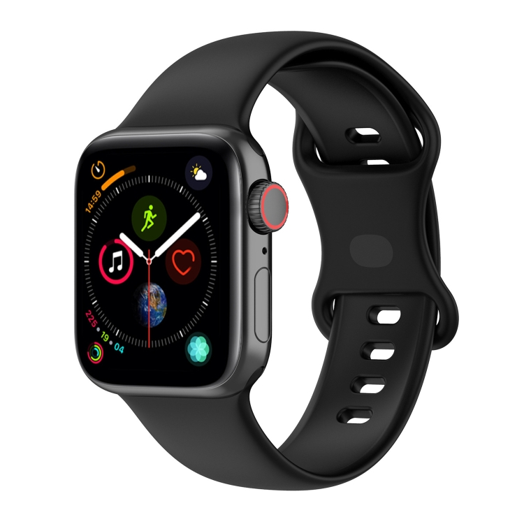 Small Size Silicone Watch Band For Apple Watch Series 9&8&7 41mm / SE 3&SE 2&6&SE&5&4 40mm / 3&2&1 38mm(Black)