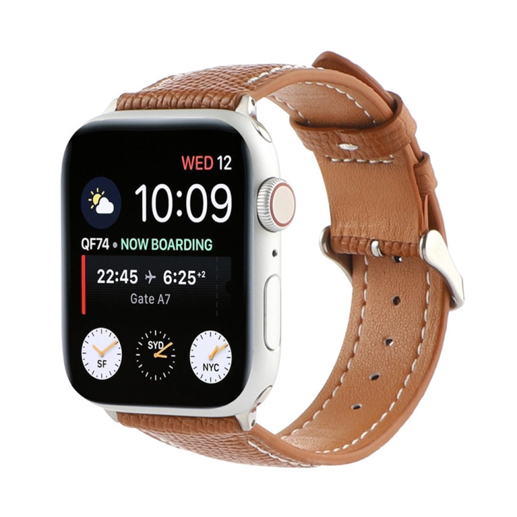 Small Waist Cross Texture Leather Watch Band For Apple Watch Ultra 49mm&Watch Ultra 2 49mm / Series 9&8&7 45mm / SE 3&SE 2&6&SE&5&4 44mm / 3&2&1 42mm(Brown)