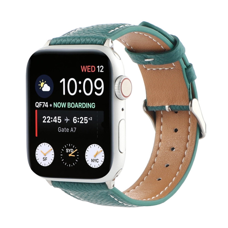 Small Waist Cross Texture Leather Watch Band For Apple Watch Ultra 49mm&Watch Ultra 2 49mm / Series 9&8&7 45mm / SE 3&SE 2&6&SE&5&4 44mm / 3&2&1 42mm(Green)