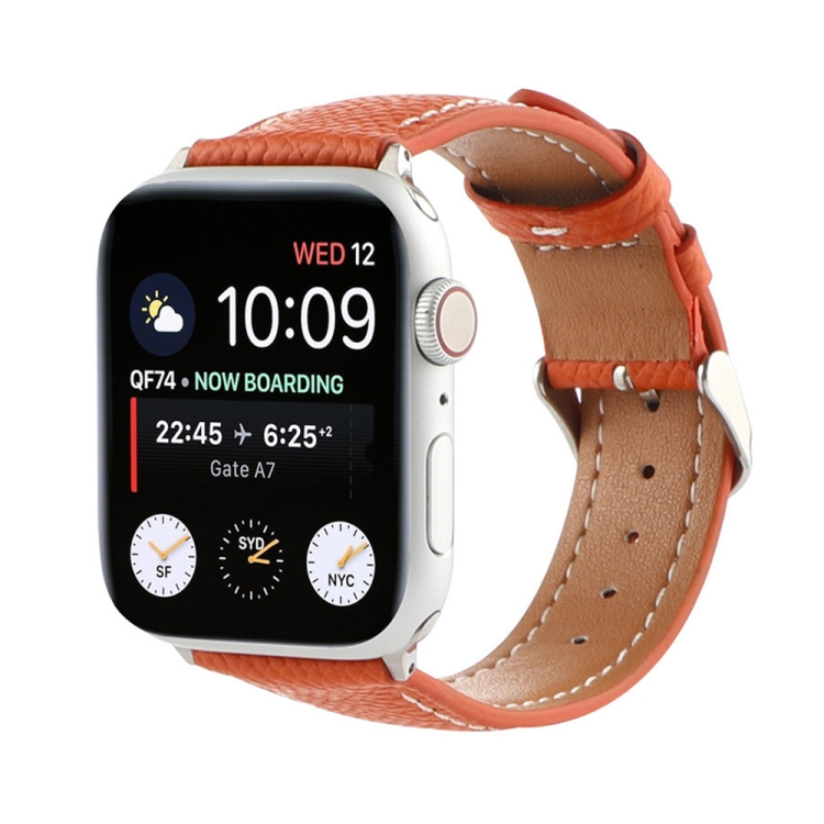 Small Waist Cross Texture Leather Watch Band For Apple Watch Ultra 49mm&Watch Ultra 2 49mm / Series 9&8&7 45mm / SE 3&SE 2&6&SE&5&4 44mm / 3&2&1 42mm(Orange)