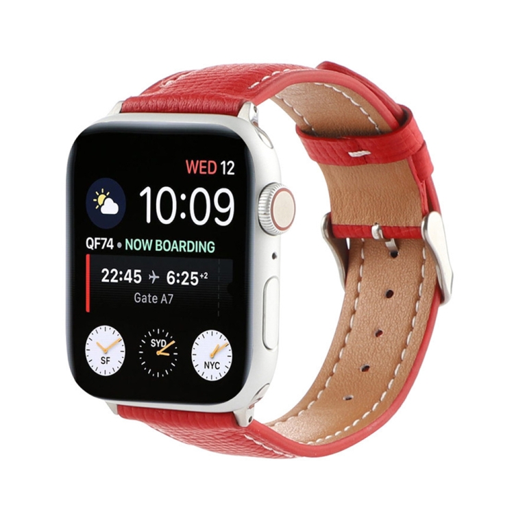 Small Waist Cross Texture Leather Watch Band For Apple Watch Ultra 49mm&Watch Ultra 2 49mm / Series 9&8&7 45mm / SE 3&SE 2&6&SE&5&4 44mm / 3&2&1 42mm(Red)