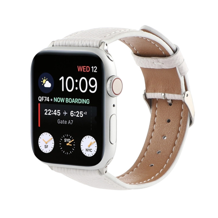 Small Waist Cross Texture Leather Watch Band For Apple Watch Ultra 49mm&Watch Ultra 2 49mm / Series 9&8&7 45mm / SE 3&SE 2&6&SE&5&4 44mm / 3&2&1 42mm(White)