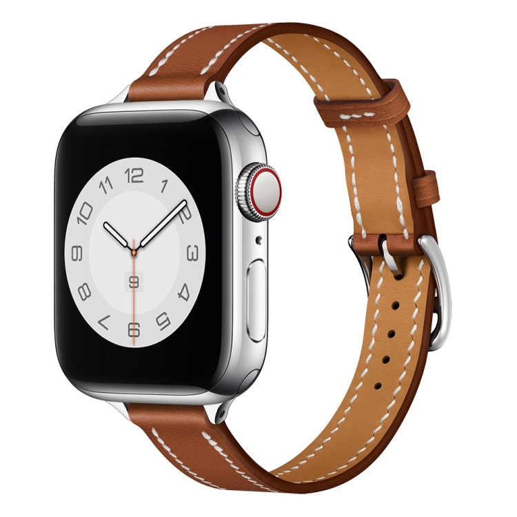 Small Waist Leather Watch Band For Apple Watch Series 9&8&7 41mm / SE 3&SE 2&6&SE&5&4 40mm / 3&2&1 38mm(Brown)