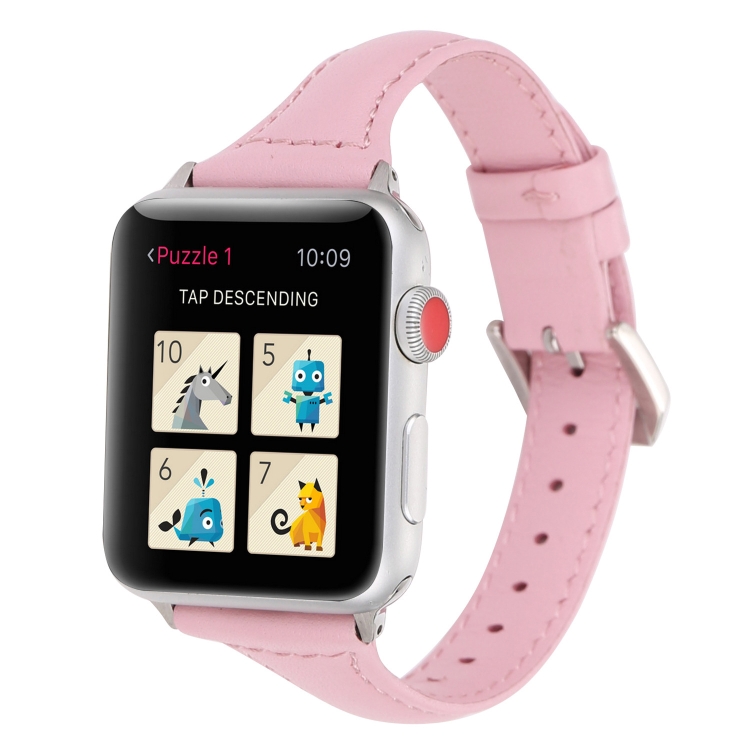 Small Waist Leather Watch Band For Apple Watch Ultra 49mm&Watch Ultra 2 49mm / Series 9&8&7 45mm / SE 3&SE 2&6&SE&5&4 44mm / 3&2&1 42mm(Pink)