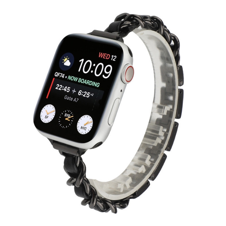 Small Waist Stainless Steel Strap Watch Band For Apple Watch Ultra 49mm&Watch Ultra 2 49mm / Series 9&8&7 45mm / SE 3&SE 2&6&SE&5&4 44mm / 3&2&1 42mm(Black)