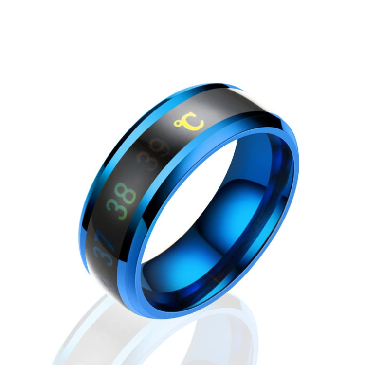 Smart Temperature Ring Stainless Steel Personalized Temperature Display Couple Ring, Size: 11(Blue)