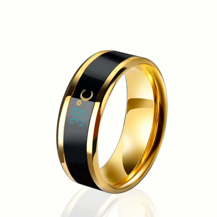Smart Temperature Ring Stainless Steel Personalized Temperature Display Couple Ring, Size: 12(Yellow)