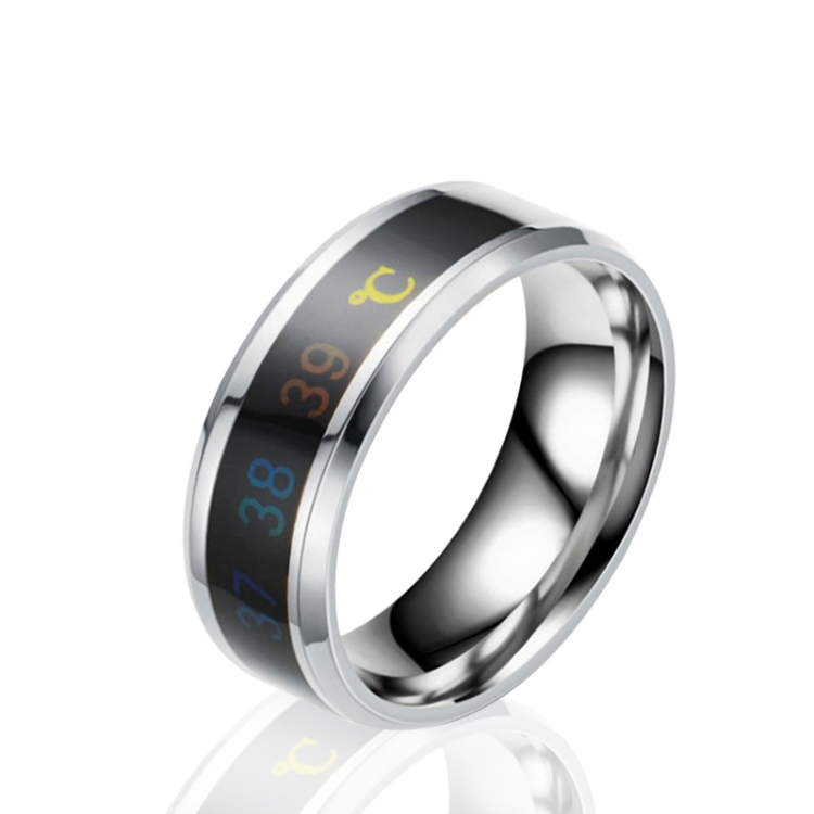 Smart Temperature Ring Stainless Steel Personalized Temperature Display Couple Ring, Size: 6(White)