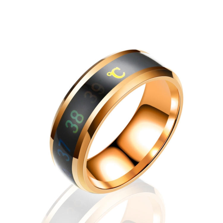 Smart Temperature Ring Stainless Steel Personalized Temperature Display Couple Ring, Size: 9(Rose Gold)