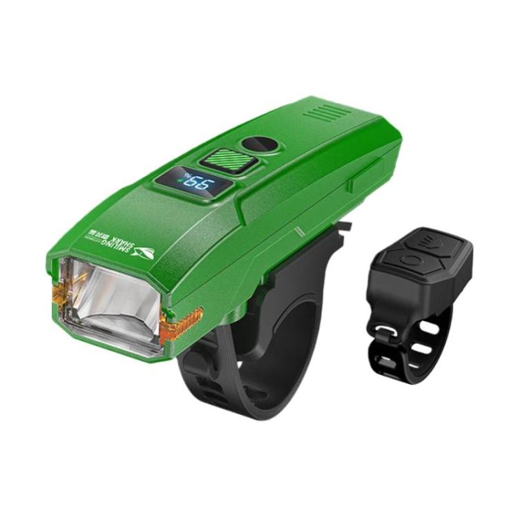 SMILING SHARK QX-D435A Kids Bike Headlight With Light Control Sensor Digital Display Portable Flashlight With Horn(Green)