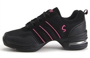Soft Bottom Mesh Breathable Modern Dance Shoes Heightening Shoes for Women, Shoe Size:39(Black Pink)