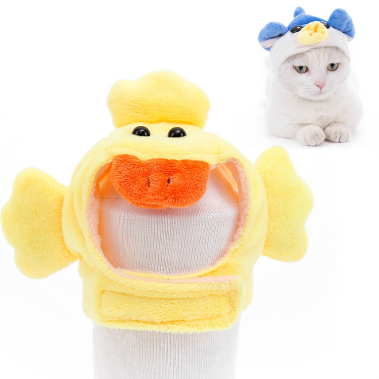Soft Cat Headgear Cat Dog Cross Dress Pet Hat, Size: L(Yellow Duck)